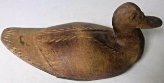 Vintage Solid Wood Duck Decoy Hand Carved 6 " X 3 " Miniture Antique