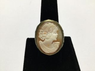 HSN DESIGNER AMEDEO VICTORIAN SHELL CAMEO RING SZ 9 ANTIQUE GOLD TONE WEAVE BAND 3