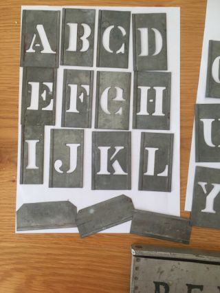 Vintage 1920’s - 40’s Stencils Galvanised Letters In A Homemade Wood & Tin Box