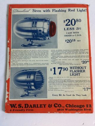 1940 ' s Police Supplies W.  S.  Darley Chicago No.  138 Sirens Guns & More Motorcycle 2