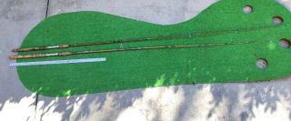2 Vtg Wood Fishing Poles,  2pc. ,  8’,  Sears Jc Higgins,  Pescador Model 2016 Magna