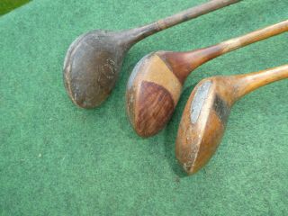 3 Vintage Hickory Woods For Restoration Hickory Old Golf Antique Memorabilia