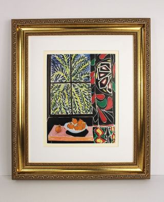 Framed 1948 Henri Matisse Antique Print " Behind The Egyptian Curtain " Signed