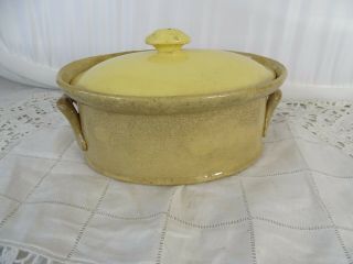Antique French Yellow Glazed Confit Pottery Pot Daubiere Terrine Sarreguemines