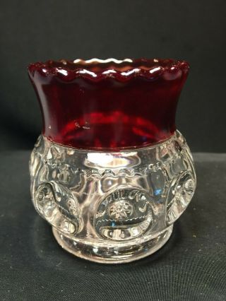 Antique Ruby Stained Toothpick Holder Eapg " Kings Crown " 2 3/4 X 2 " H Great 1891