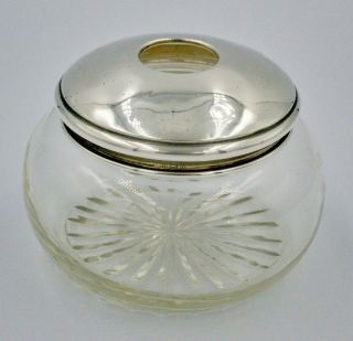 Art Deco Antique Solid Silver Hair Tidy Dressing Pot Vanity Jar Pendleton 1920