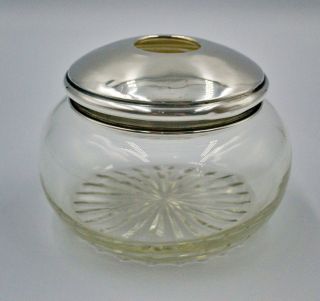 Art Deco Antique Solid Silver Hair Tidy Dressing Pot Vanity Jar Pendleton 1920 3