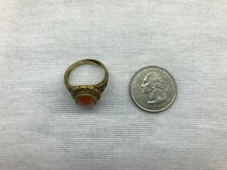 Antique Chinese Export Gold Wash Silver Filigree Carnelian Ring Adjustable 8