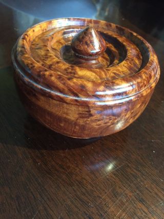 Birds Eye Maple Lidded Trinket Bowl/box 3.  25” Tall