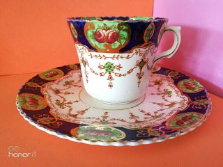 Set Of 2 Antique Porcelain Windsor China H Walton Cup Saucer Floral Gilt Design