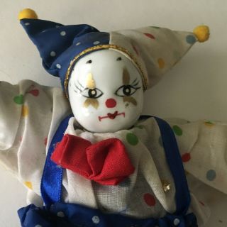 Vintage Clown Ceramic Porcelain Head & Limbs W/cloth Body 7 " Collectibles Box 1 - 4