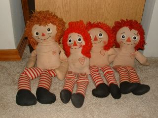 4 Vintage Raggedy Ann And Andy Dolls - Raggedy Ann And Andy Wind Up Doll