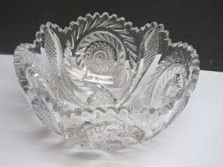 American Brilliant Period Hand Cut Glass 9 " Bowl Abp Antique