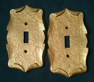 Vintage Amerock Carriage House Light Switch Plate Covers Speckled Brass Set Of 2