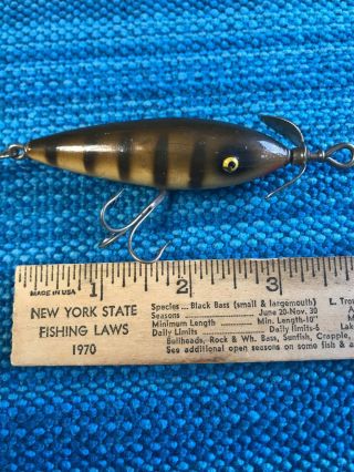 Vintage Paw Paw Fishing Lure Wooden,  Pike Color Surface Minnow
