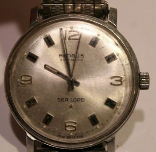 Benrus " Sea Lord " Mens Watch Series 3021 Stainless " Open Through Crystal "