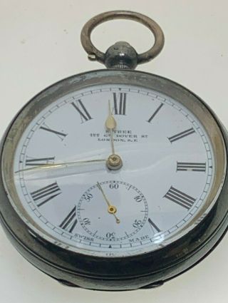 Antique Edwardian Sterling Silver Pocket Watch Mechanical Key Wind 1912 80g