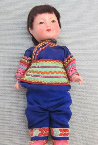 Vintage Composition Asian Chinese Little Girl Doll 9 