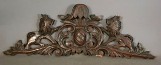 19thc Antique Victorian Era Carved Lion Old Wood Pediment Furniture Salvage