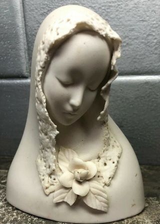 Cybis Porcelain Bust Sculpture Figurine Woman Madonna Virgin Mary Holding Bird