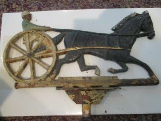 Antique Cast Iron Wind Directional Horse,  Sulky And Jockey (gray Foundry,  Vt)