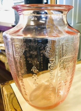 Antique Vintage Anchor Hocking Princess Pattern Depression Glass Vase 8”