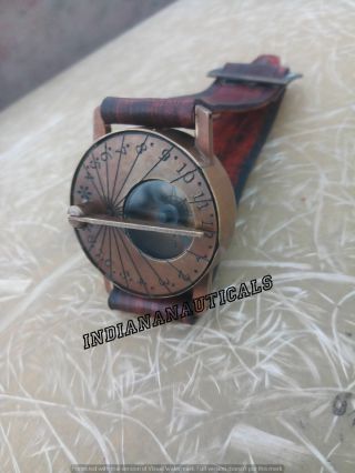 Antique Vintage Design Wrist Watch Nautical Brass Sundial Compass Gift