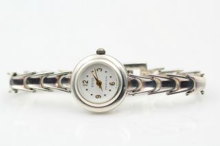 Vintage Ecclissi Swiss Sterling Silver Round Wristwatch 6 " Runs No Res 5521 - 10