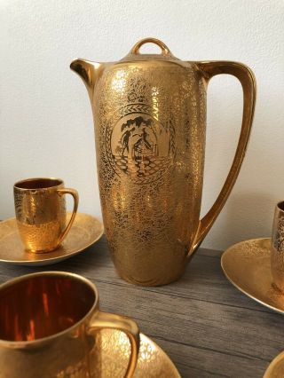 24k GOLD Antique RS GERMANY TILLOWITZ SILESIA CHOCOLATE Tea Set Art Deco & EPIAG 3