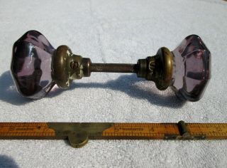 Old Antique Vintage Glass Amethyst Purple Door Knobs 4