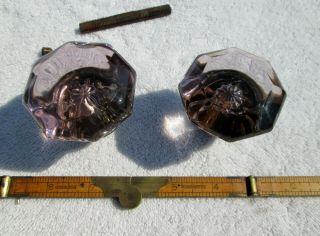 Old Antique Vintage Glass Amethyst Purple Door Knobs 5