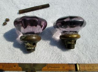 Old Antique Vintage Glass Amethyst Purple Door Knobs 7
