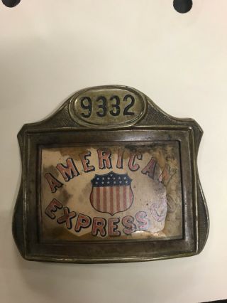 Antique American Express Co 9332 Railroad Freight Postal Badge