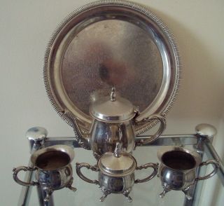 Collectable 4 Piece Coffee Set & Etched Metal Tray - Items