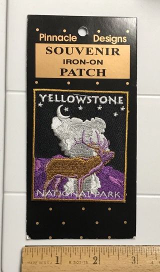 Nip Yellowstone National Park Night Sky Star Moon Deer Buck Souvenir Patch Badge