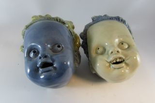 Vintage Old Decorative Baby Doll Heads Ceramic Or Porcelain Heads Unusual