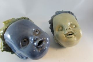 VINTAGE old decorative Baby Doll Heads Ceramic or Porcelain Heads Unusual 2