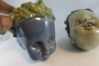 VINTAGE old decorative Baby Doll Heads Ceramic or Porcelain Heads Unusual 3