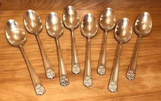 1950 Wm Rogers April Pattern Silverplate 7 3/8 " Soup Spoons Set Of 8