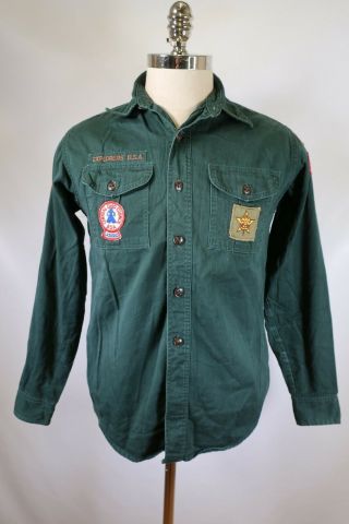B9593 Vtg Boy Scouts Of America Uniform Sanforized Long Sleeve Shirt Size 14 1/2