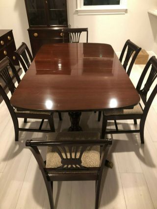 Duncan Phyfe Mahogany Dining Room Set: Buffet Table,  Six Chairs,  China Cabinet 2