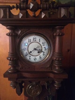 Antique - Gustav Becker - Angem Swinger Wall Clock - Ca.  1890 - Walnut 6