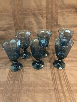 Set Of 6 Lenox Antique Dark Blue 5” Wine Goblets