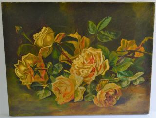 Antique Oil Painting On Canvas Still Life No Signed