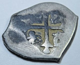 1600s Spanish Silver 1/2 Reales Real Colonial Cob Pirate Antique Treasure Coin