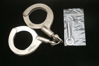 Antique H&R Arms Co.  123 Chrome Steel Handcuffs w/ Key S/N 2248 2