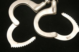 Antique H&R Arms Co.  123 Chrome Steel Handcuffs w/ Key S/N 2248 5