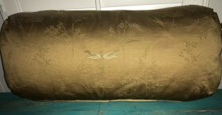 Decorative Lumbar Pillow French Gold 24” X 12” Dragonfly Print