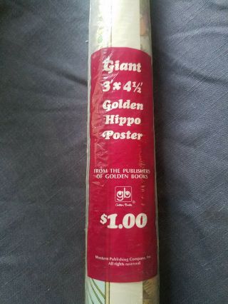 Vintage Little Golden Book Giant Hippo Poster Western Publishing