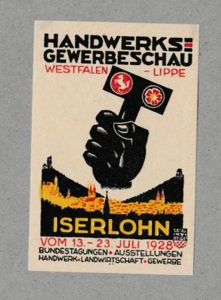 German Poster Stamp Crafts Trade Show 1920s Modernist Design Typography Bauhaus